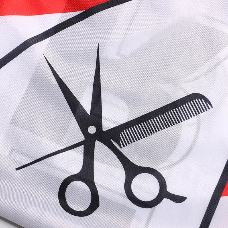 1Pc Barber Shop Flag 60x240cm Polyester Cloth Single-Side Barber Shop Banner Black Sleeve Decorative Flag