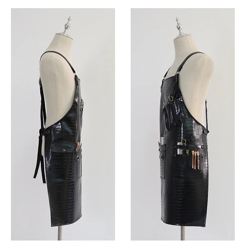 Fashion Customizable Logo High-Quality Waterproof Barber BBQ Work Apron New Pattern PU Material for Professional Use