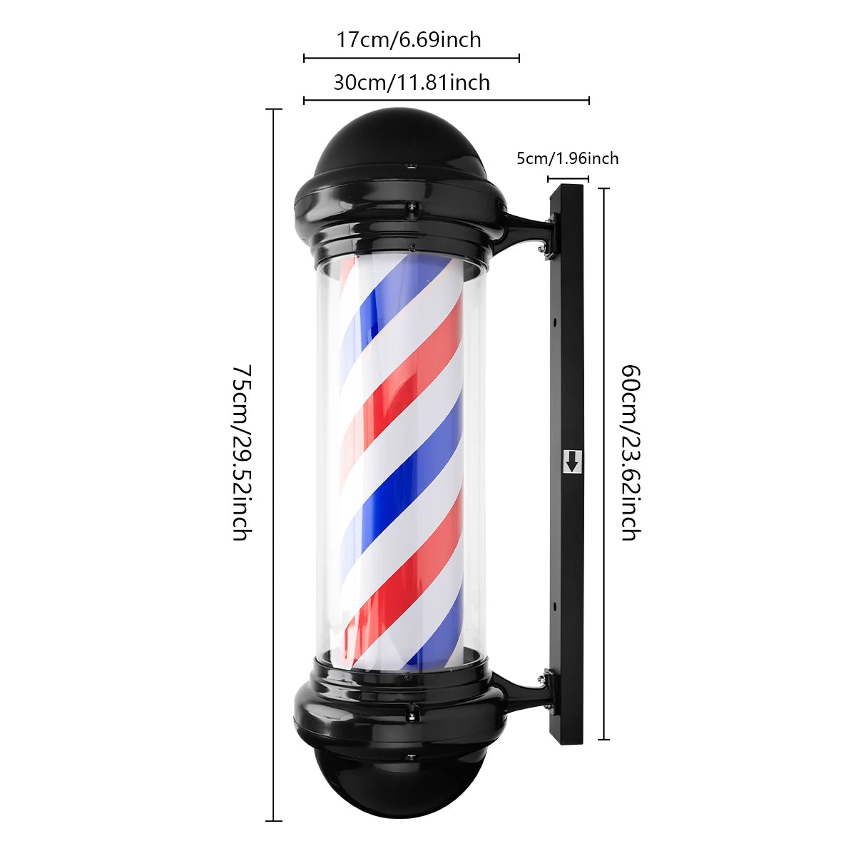 Barber Shop  Rotating Hair Salon Shop Sign Stripes Retro Style Hairdressing Rainproof LED Light for Outdoor Party Tool