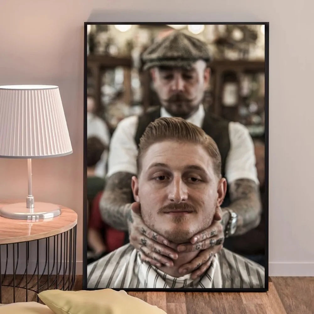 Retro Types Of Haircuts Barber Whitepaper Poster Fancy Wall Sticker for Living Room Bar Decoration Decor Art Wall Stickers