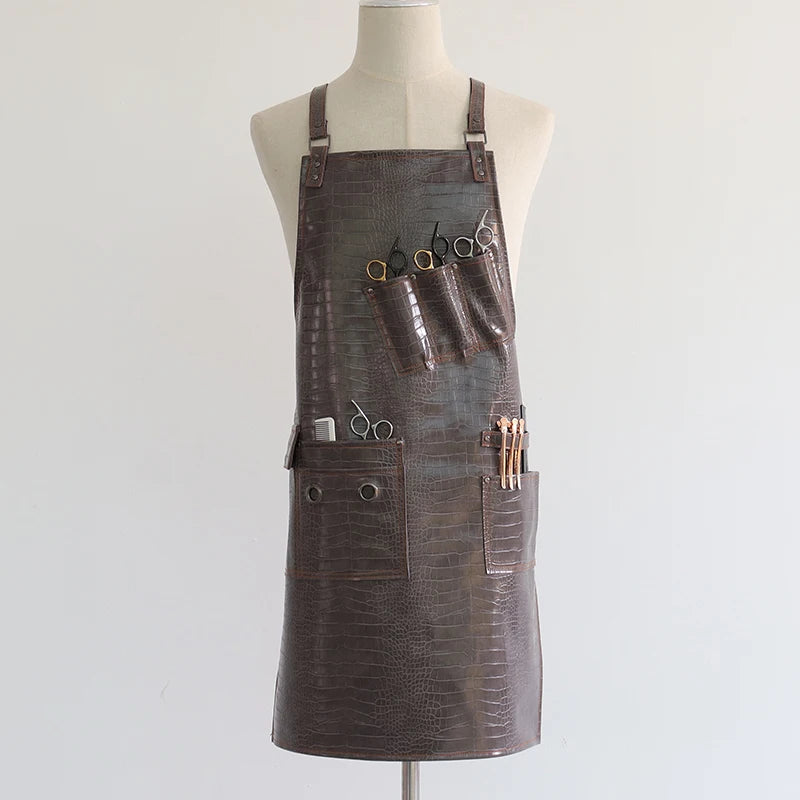 Fashion Customizable Logo High-Quality Waterproof Barber BBQ Work Apron New Pattern PU Material for Professional Use