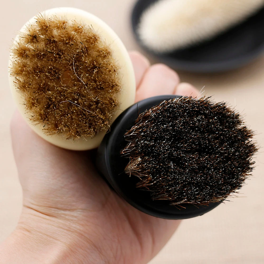 1 Pcs Ring Design Horse Bristle Men Shaving Brush Plastic Portable Barber Beard Brushes Salon Face Cleaning Razor Brush