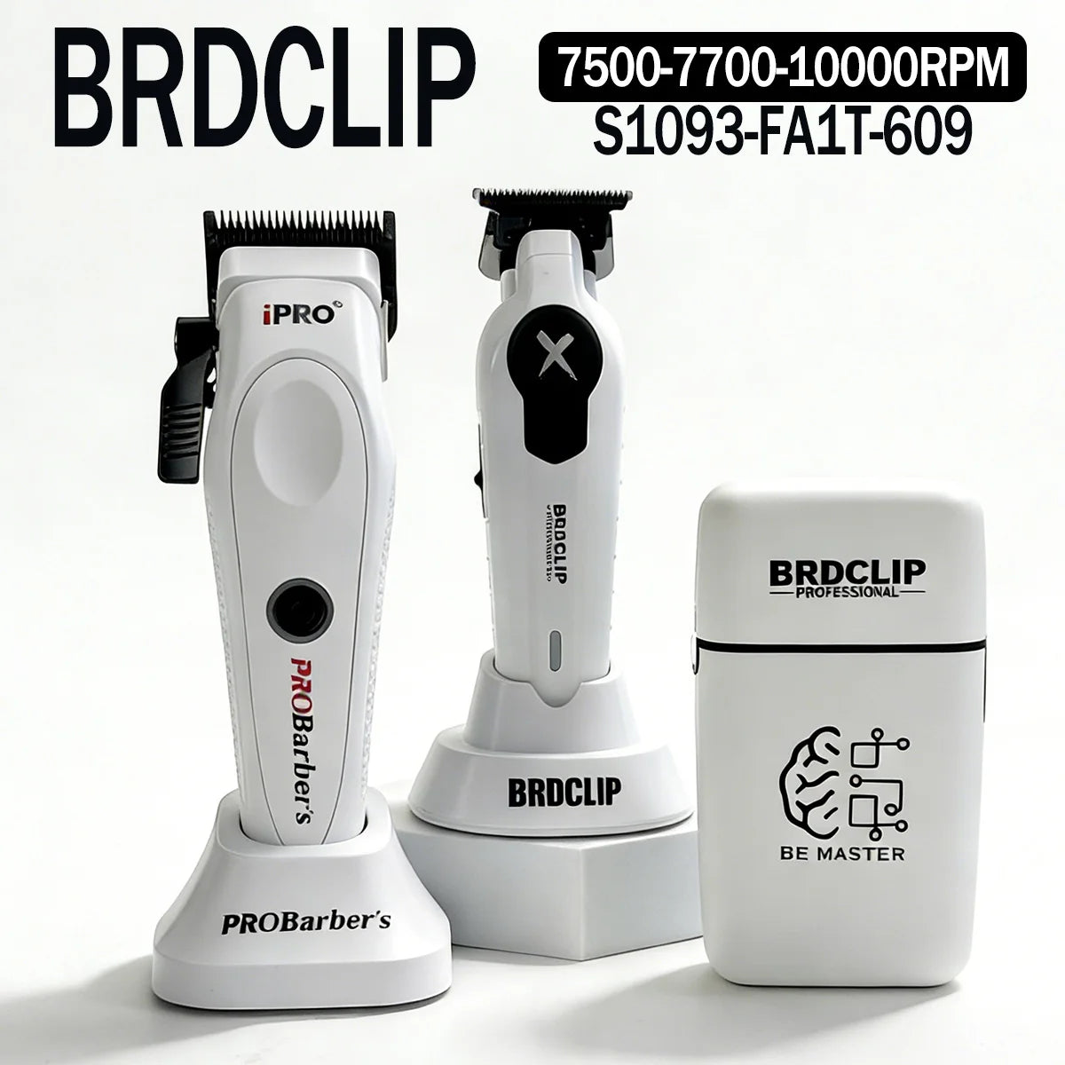 Professional Barber Kit BRDCLIP PROBarbers Hair Clipper High Power Motor S1090 7500RPM FA1T 7700RPM 609 10000RPM DLC Blade