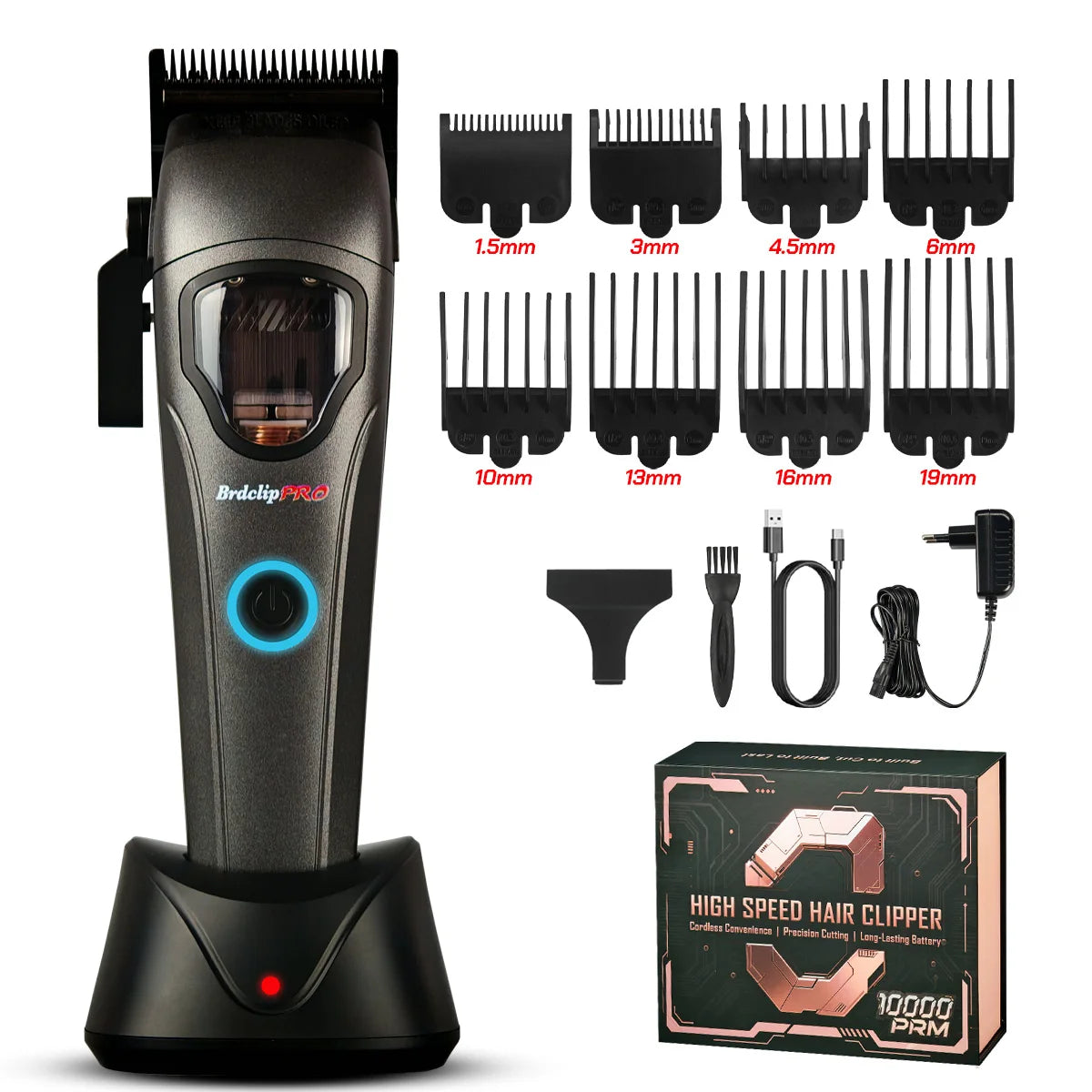NEW Barbershop Professional 10000RPM 633E 9000RPM 633T Hair Clipper BRDCLIP High-speed DLC Blade Electric Charging Base Trimmer