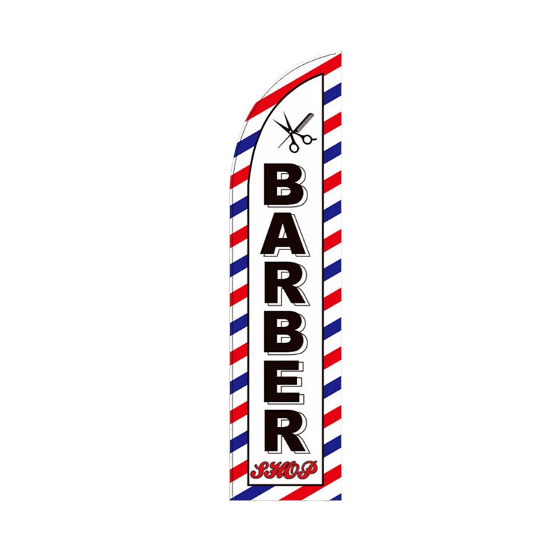 1Pc Barber Shop Flag 60x240cm Polyester Cloth Single-Side Barber Shop Banner Black Sleeve Decorative Flag