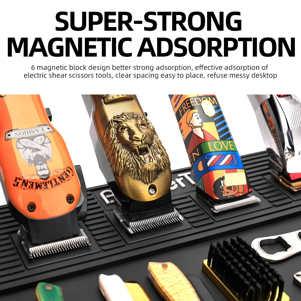 3/6 Grid Magnetic Hairdressing Tools Storage Mat Soft Rubber Antiskid Waterproof Tray Bar Service Mat Barber Tools Accessories