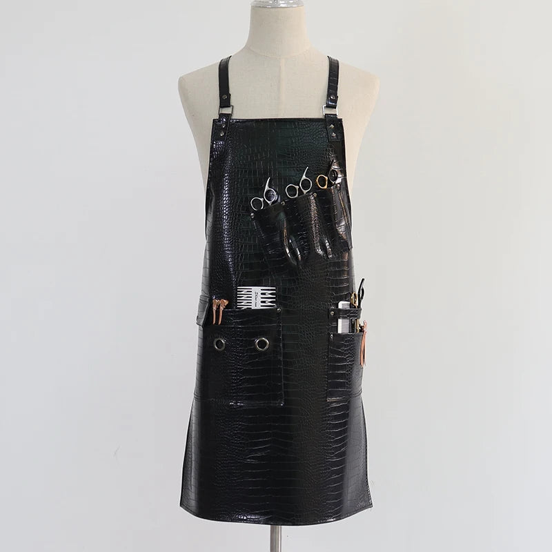 Fashion Customizable Logo High-Quality Waterproof Barber BBQ Work Apron New Pattern PU Material for Professional Use