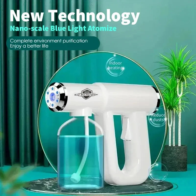 Blue Light Nano Hairspray 300ML - USB Rechargeable Barber Sprayer, Wireless Steam Gun for Grooming & Styling Tools