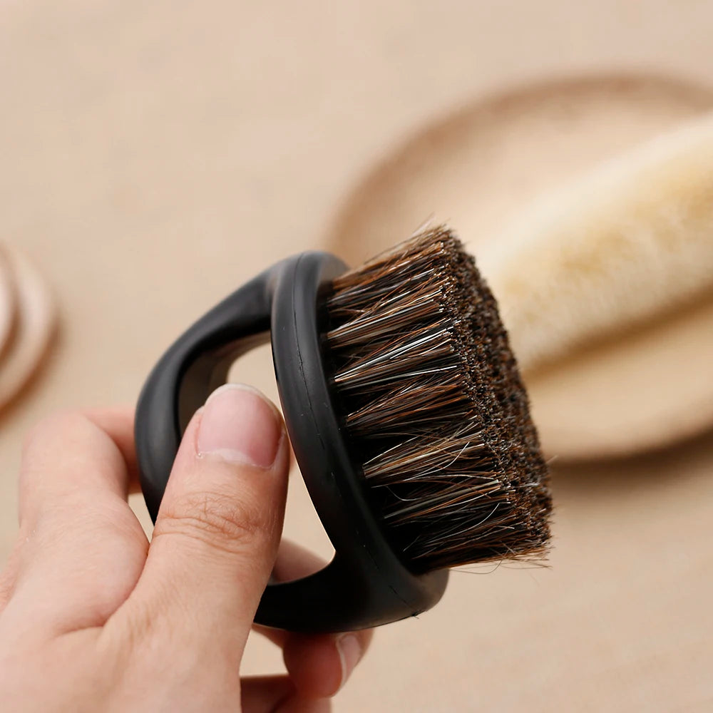 1 Pcs Ring Design Horse Bristle Men Shaving Brush Plastic Portable Barber Beard Brushes Salon Face Cleaning Razor Brush