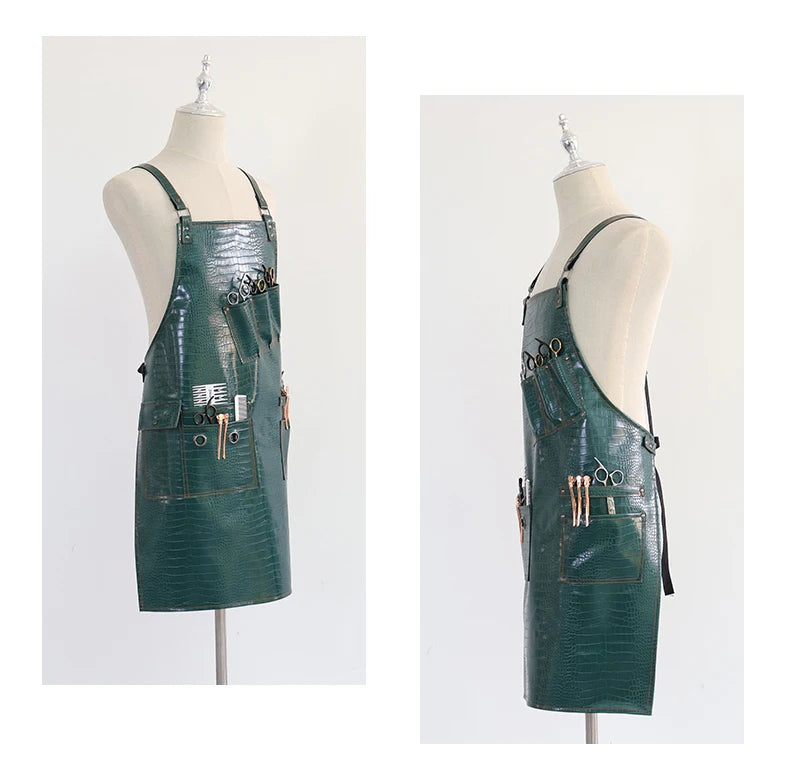 Fashion Customizable Logo High-Quality Waterproof Barber BBQ Work Apron New Pattern PU Material for Professional Use
