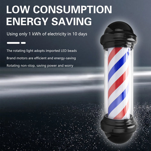 Barber Shop  Rotating Hair Salon Shop Sign Stripes Retro Style Hairdressing Rainproof LED Light for Outdoor Party Tool
