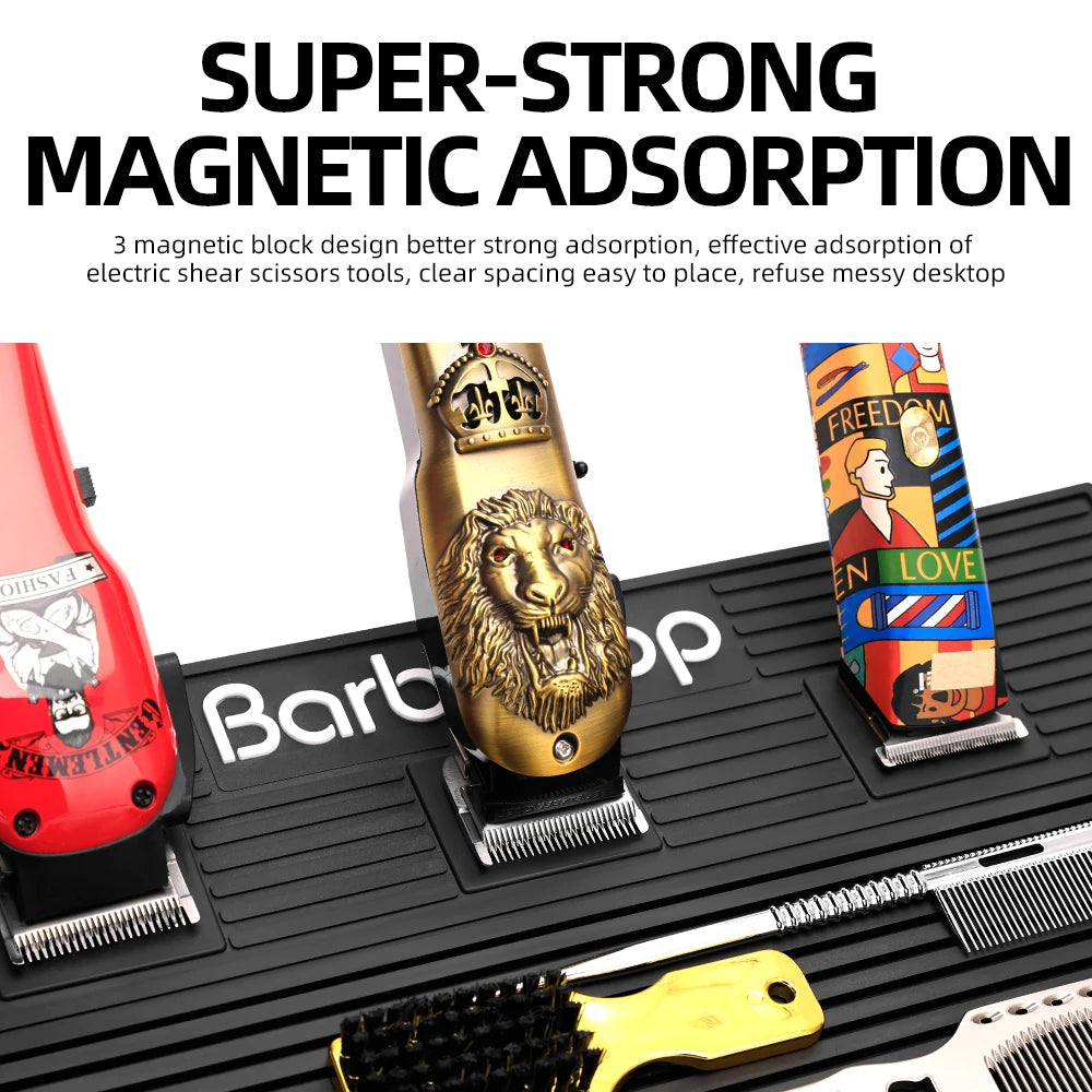 3/6 Grid Magnetic Hairdressing Tools Storage Mat Soft Rubber Antiskid Waterproof Tray Bar Service Mat Barber Tools Accessories