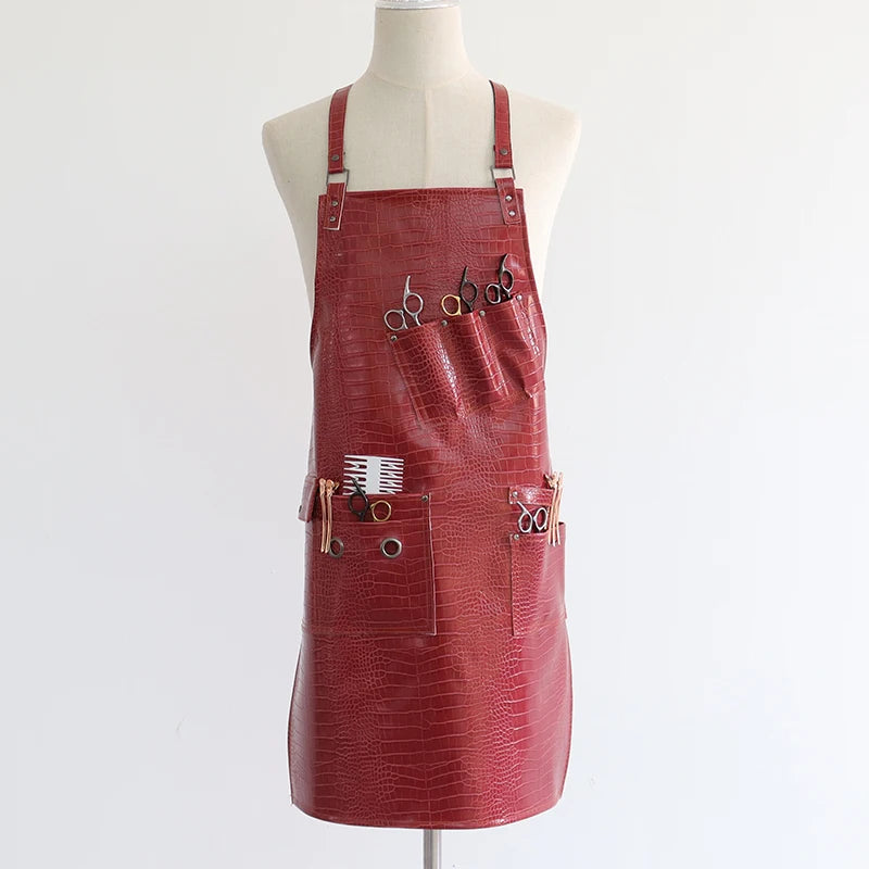 Fashion Customizable Logo High-Quality Waterproof Barber BBQ Work Apron New Pattern PU Material for Professional Use