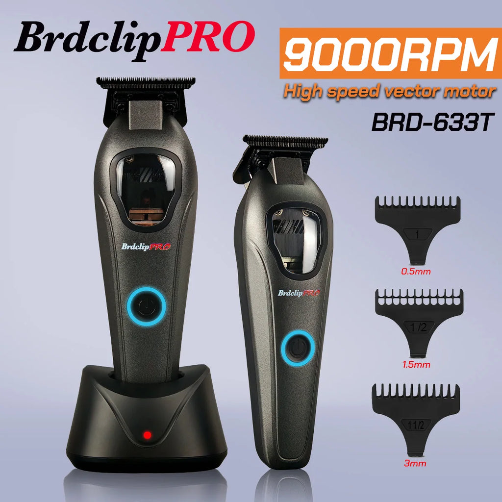 NEW Barbershop Professional 10000RPM 633E 9000RPM 633T Hair Clipper BRDCLIP High-speed DLC Blade Electric Charging Base Trimmer