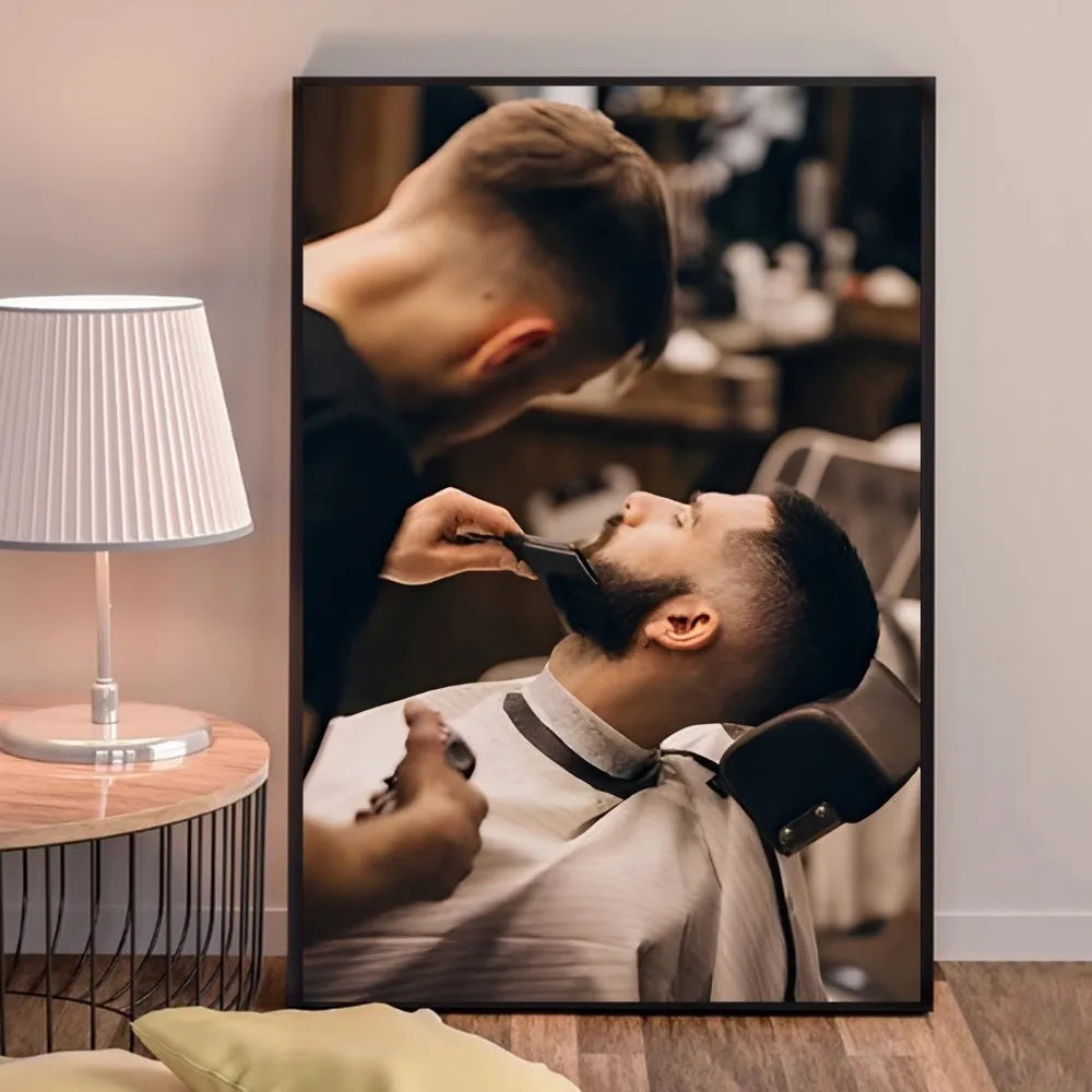 Retro Types Of Haircuts Barber Whitepaper Poster Fancy Wall Sticker for Living Room Bar Decoration Decor Art Wall Stickers
