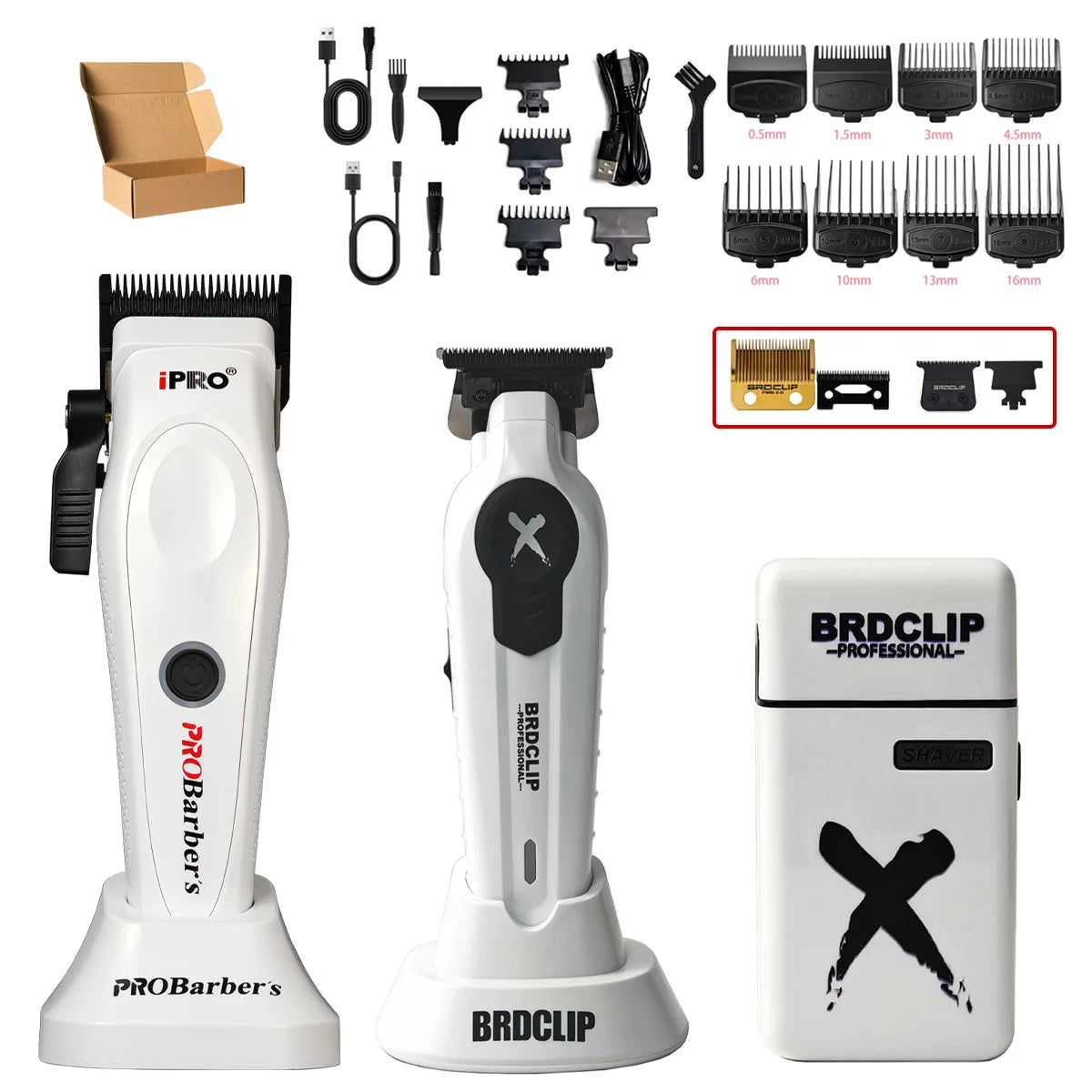 Professional Barber Kit BRDCLIP PROBarbers Hair Clipper High Power Motor S1090 7500RPM FA1T 7700RPM 609 10000RPM DLC Blade