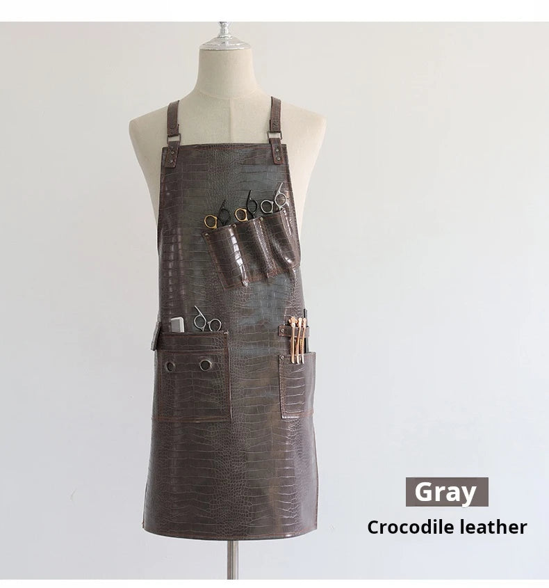 Fashion Customizable Logo High-Quality Waterproof Barber BBQ Work Apron New Pattern PU Material for Professional Use