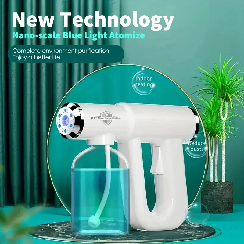 Blue Light Nano Hairspray 300ML - USB Rechargeable Barber Sprayer, Wireless Steam Gun for Grooming & Styling Tools