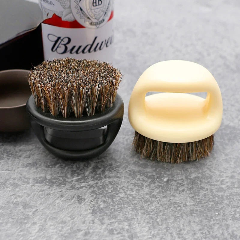1 Pcs Ring Design Horse Bristle Men Shaving Brush Plastic Portable Barber Beard Brushes Salon Face Cleaning Razor Brush