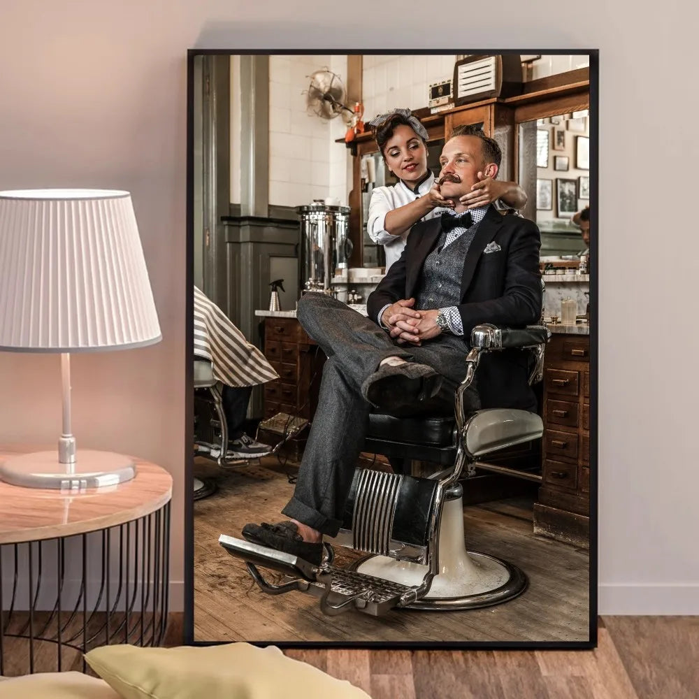 Retro Types Of Haircuts Barber Whitepaper Poster Fancy Wall Sticker for Living Room Bar Decoration Decor Art Wall Stickers