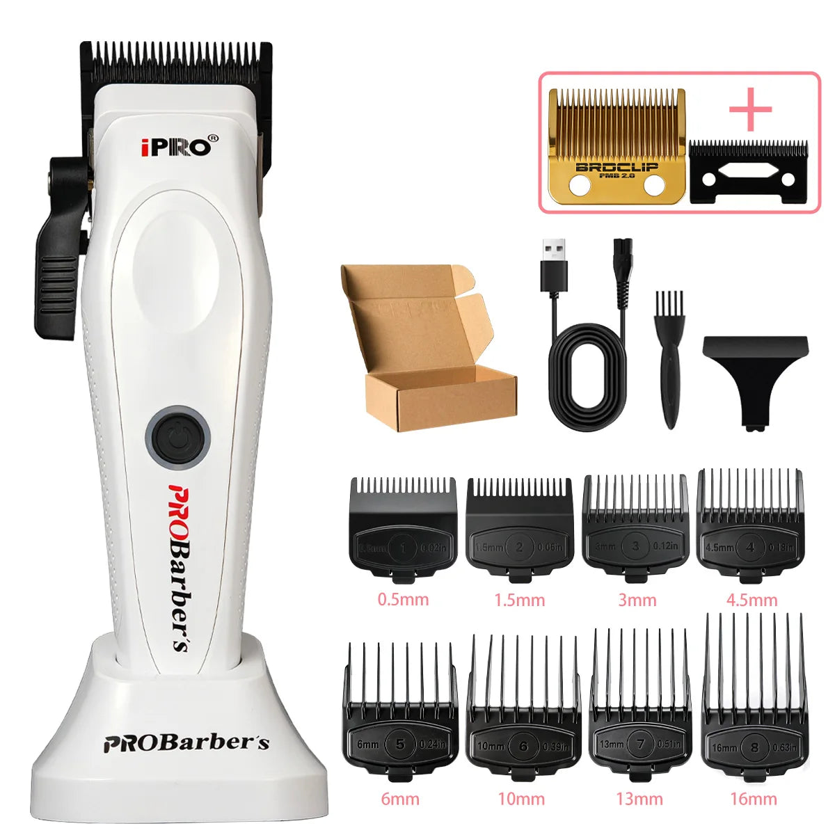 Professional Barber Kit BRDCLIP PROBarbers Hair Clipper High Power Motor S1090 7500RPM FA1T 7700RPM 609 10000RPM DLC Blade