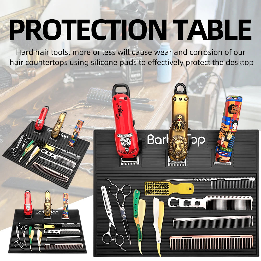 3/6 Grid Magnetic Hairdressing Tools Storage Mat Soft Rubber Antiskid Waterproof Tray Bar Service Mat Barber Tools Accessories
