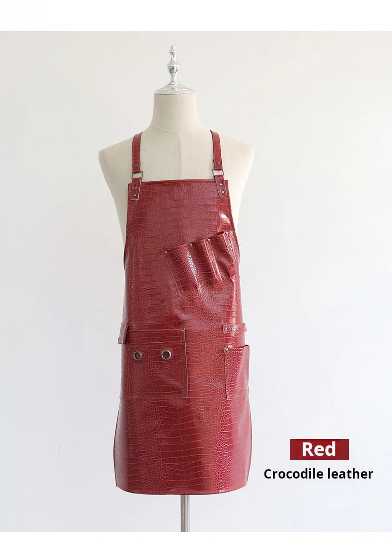 Fashion Customizable Logo High-Quality Waterproof Barber BBQ Work Apron New Pattern PU Material for Professional Use