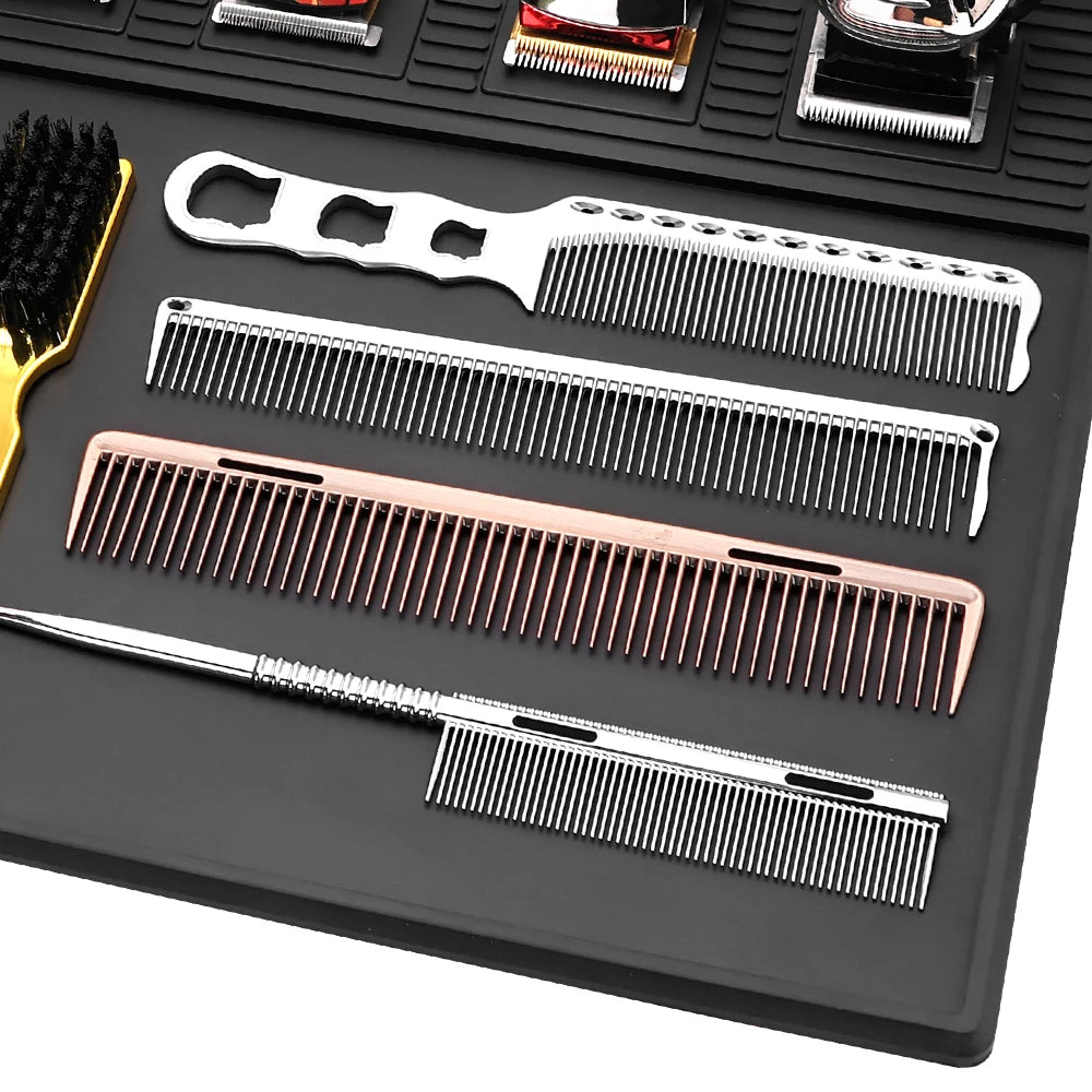 3/6 Grid Magnetic Hairdressing Tools Storage Mat Soft Rubber Antiskid Waterproof Tray Bar Service Mat Barber Tools Accessories