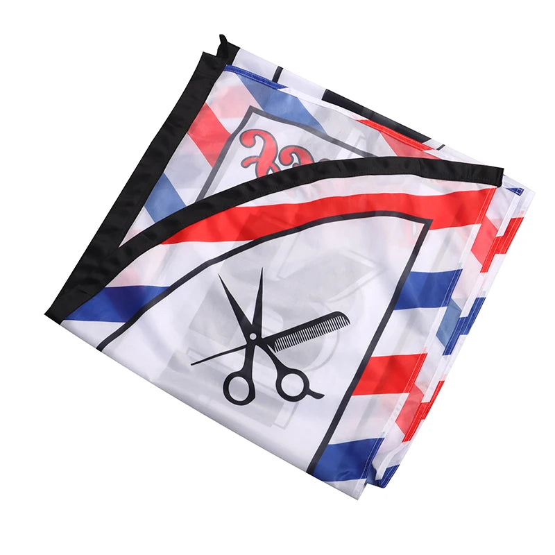 1Pc Barber Shop Flag 60x240cm Polyester Cloth Single-Side Barber Shop Banner Black Sleeve Decorative Flag