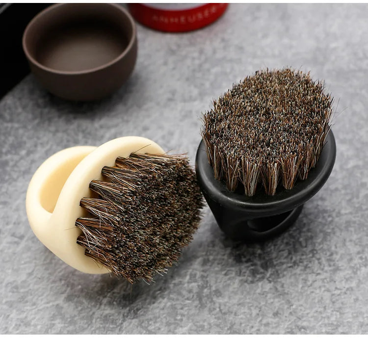 1 Pcs Ring Design Horse Bristle Men Shaving Brush Plastic Portable Barber Beard Brushes Salon Face Cleaning Razor Brush