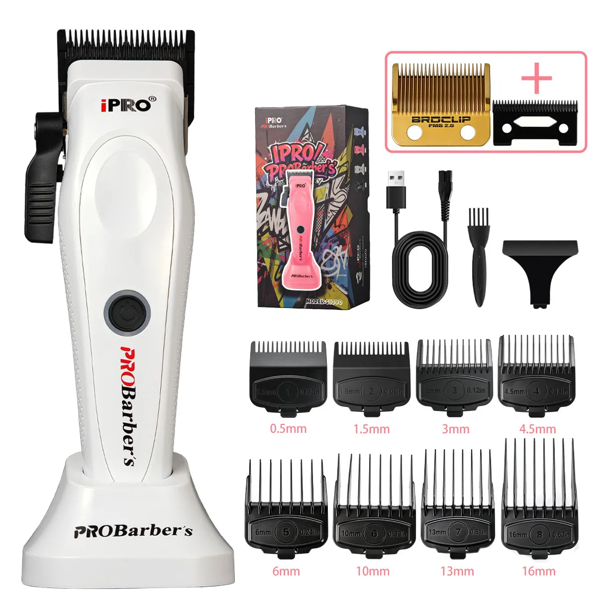 Professional Barber Kit BRDCLIP PROBarbers Hair Clipper High Power Motor S1090 7500RPM FA1T 7700RPM 609 10000RPM DLC Blade