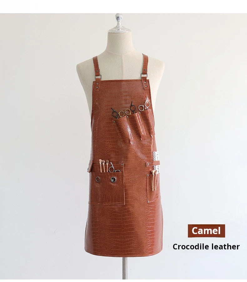 Fashion Customizable Logo High-Quality Waterproof Barber BBQ Work Apron New Pattern PU Material for Professional Use