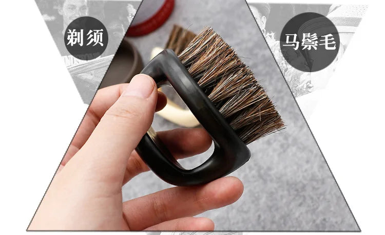 1 Pcs Ring Design Horse Bristle Men Shaving Brush Plastic Portable Barber Beard Brushes Salon Face Cleaning Razor Brush