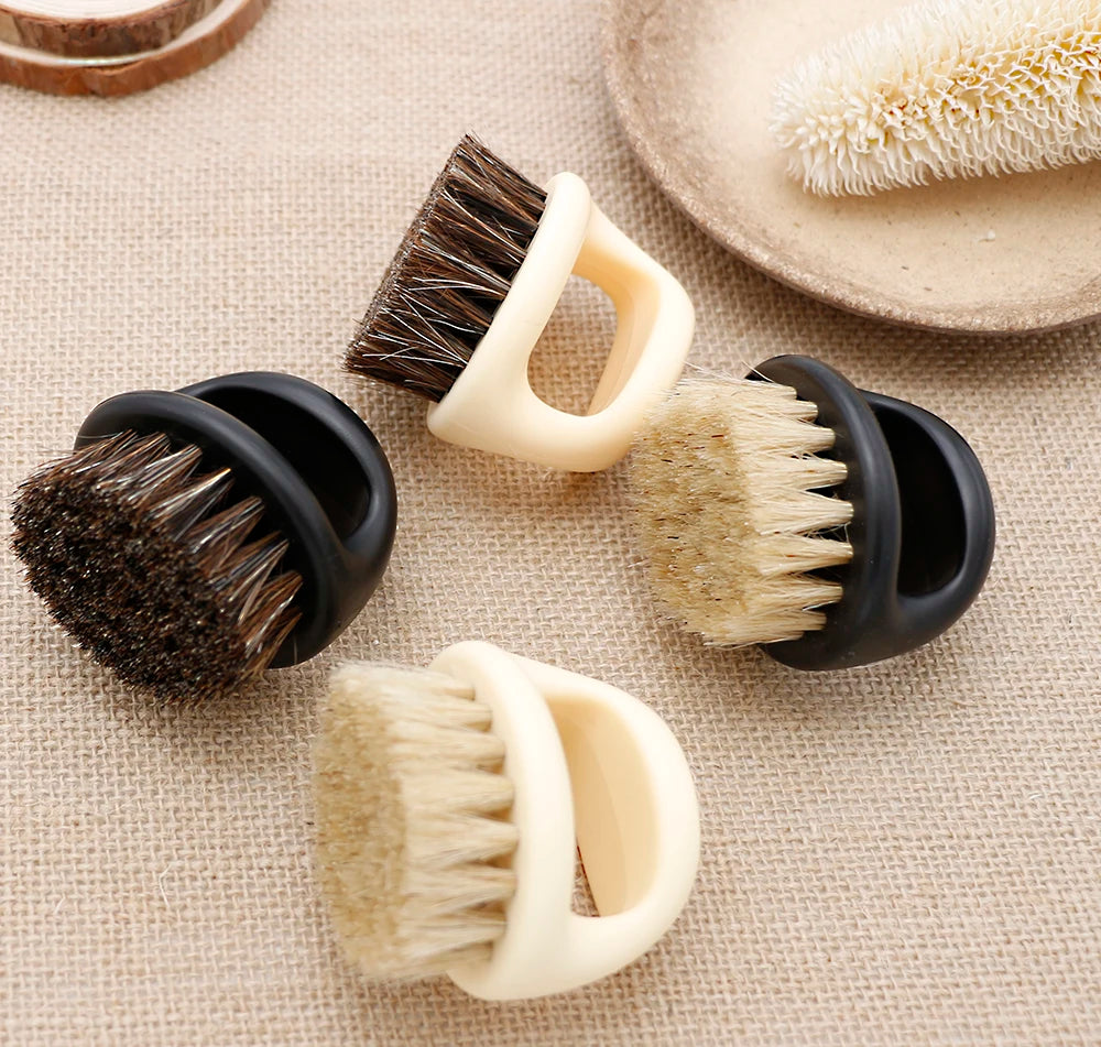 1 Pcs Ring Design Horse Bristle Men Shaving Brush Plastic Portable Barber Beard Brushes Salon Face Cleaning Razor Brush
