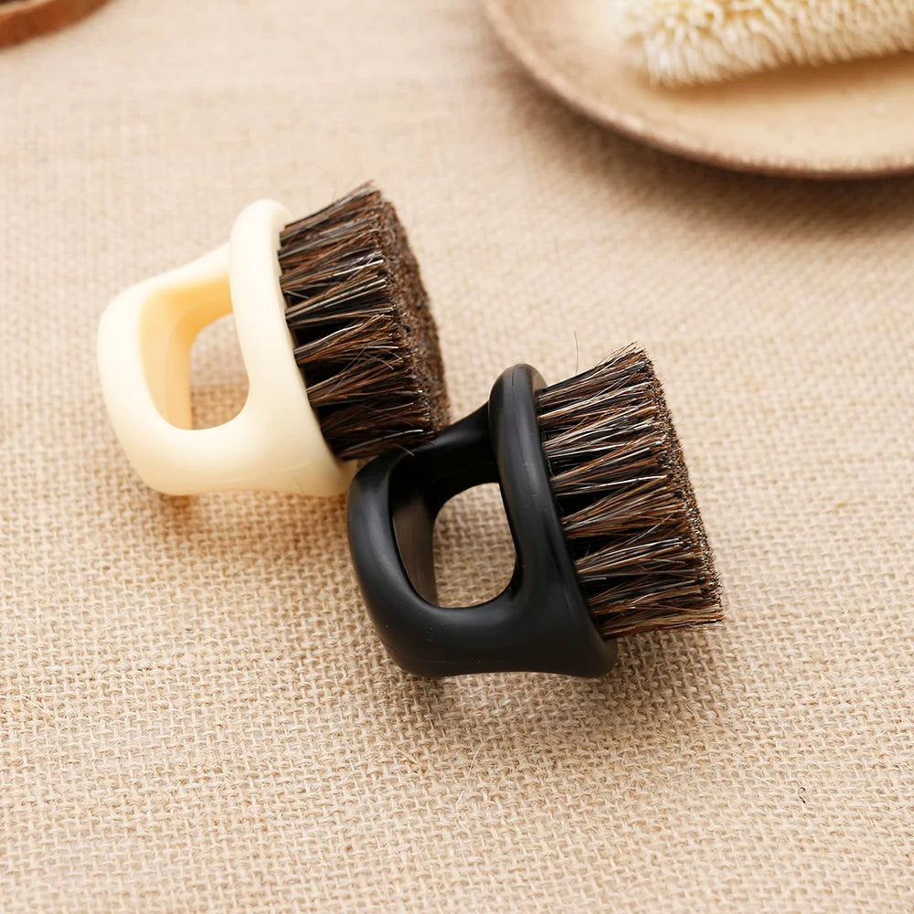 1 Pcs Ring Design Horse Bristle Men Shaving Brush Plastic Portable Barber Beard Brushes Salon Face Cleaning Razor Brush
