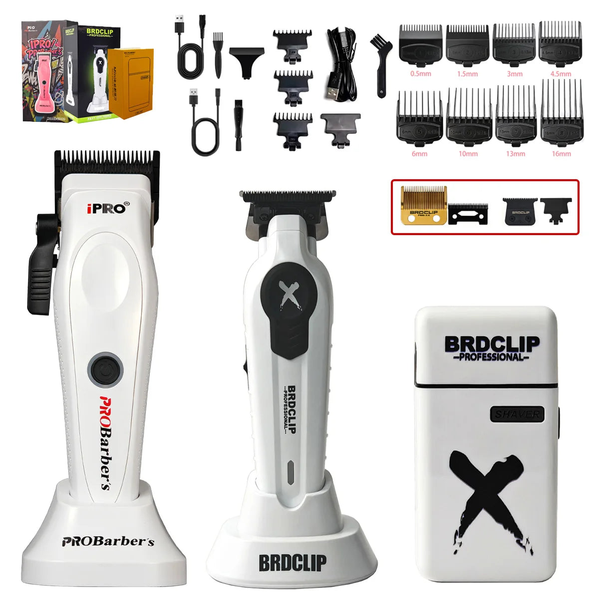 Professional Barber Kit BRDCLIP PROBarbers Hair Clipper High Power Motor S1090 7500RPM FA1T 7700RPM 609 10000RPM DLC Blade