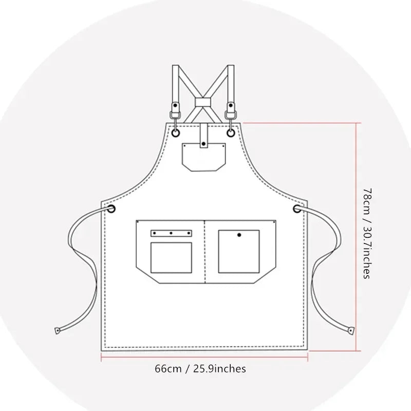 Barbershop Apron PU Leather Crossback Strap Barista Barber Uniform Cafe Bistro Grill Florist Hair Dresser Salon pinafore