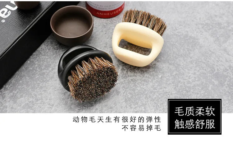 1 Pcs Ring Design Horse Bristle Men Shaving Brush Plastic Portable Barber Beard Brushes Salon Face Cleaning Razor Brush