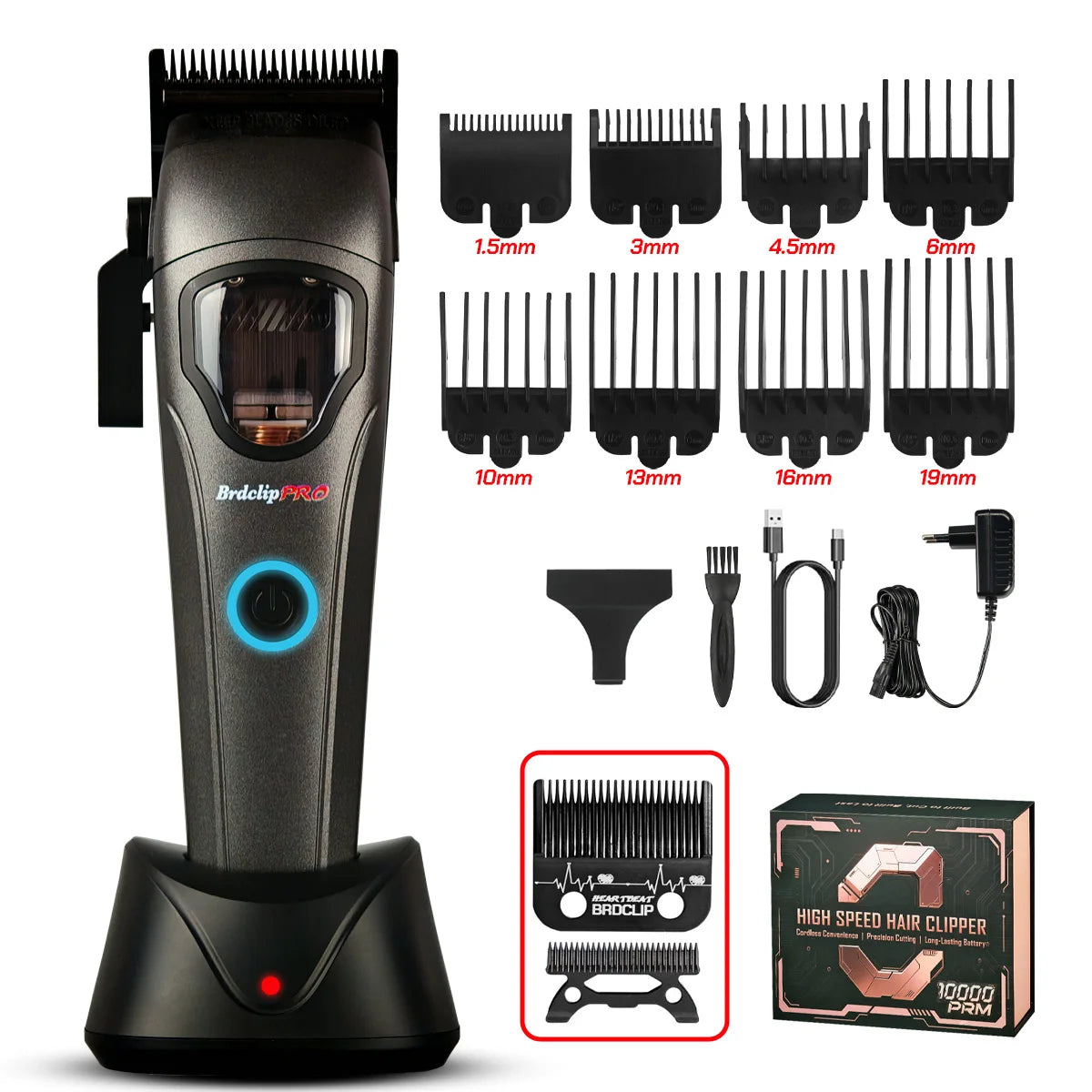 NEW Barbershop Professional 10000RPM 633E 9000RPM 633T Hair Clipper BRDCLIP High-speed DLC Blade Electric Charging Base Trimmer