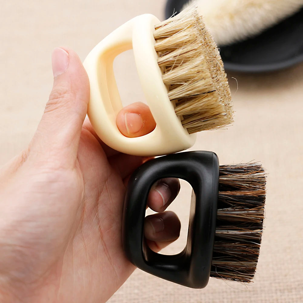 1 Pcs Ring Design Horse Bristle Men Shaving Brush Plastic Portable Barber Beard Brushes Salon Face Cleaning Razor Brush