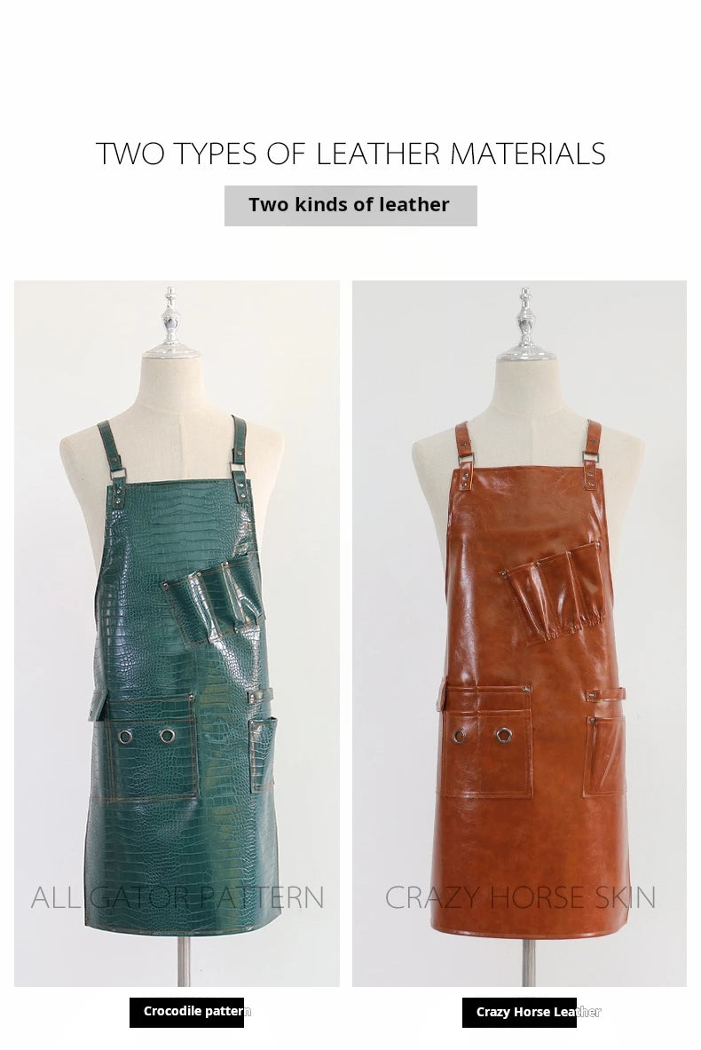 Fashion Customizable Logo High-Quality Waterproof Barber BBQ Work Apron New Pattern PU Material for Professional Use