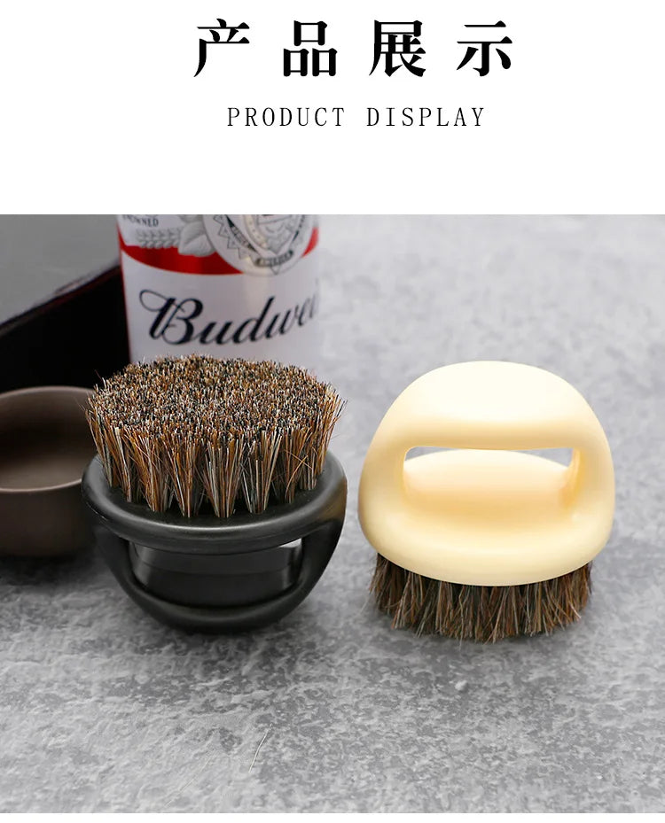 1 Pcs Ring Design Horse Bristle Men Shaving Brush Plastic Portable Barber Beard Brushes Salon Face Cleaning Razor Brush