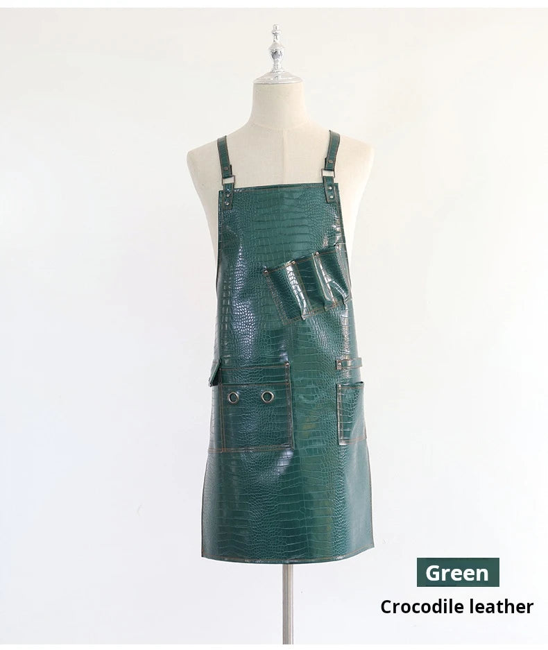 Fashion Customizable Logo High-Quality Waterproof Barber BBQ Work Apron New Pattern PU Material for Professional Use