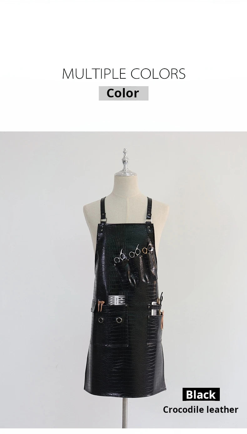 Fashion Customizable Logo High-Quality Waterproof Barber BBQ Work Apron New Pattern PU Material for Professional Use
