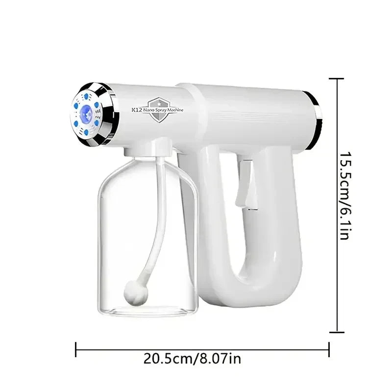 Blue Light Nano Hairspray 300ML - USB Rechargeable Barber Sprayer, Wireless Steam Gun for Grooming & Styling Tools