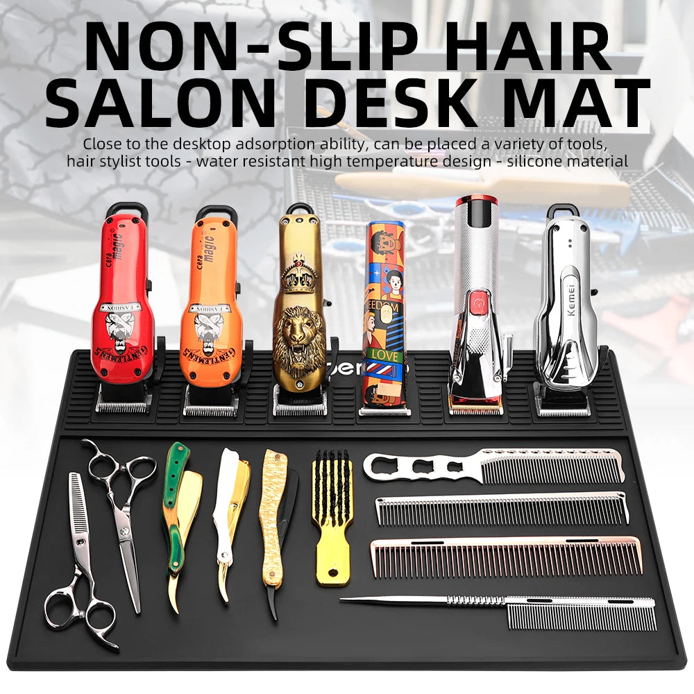 3/6 Grid Magnetic Hairdressing Tools Storage Mat Soft Rubber Antiskid Waterproof Tray Bar Service Mat Barber Tools Accessories