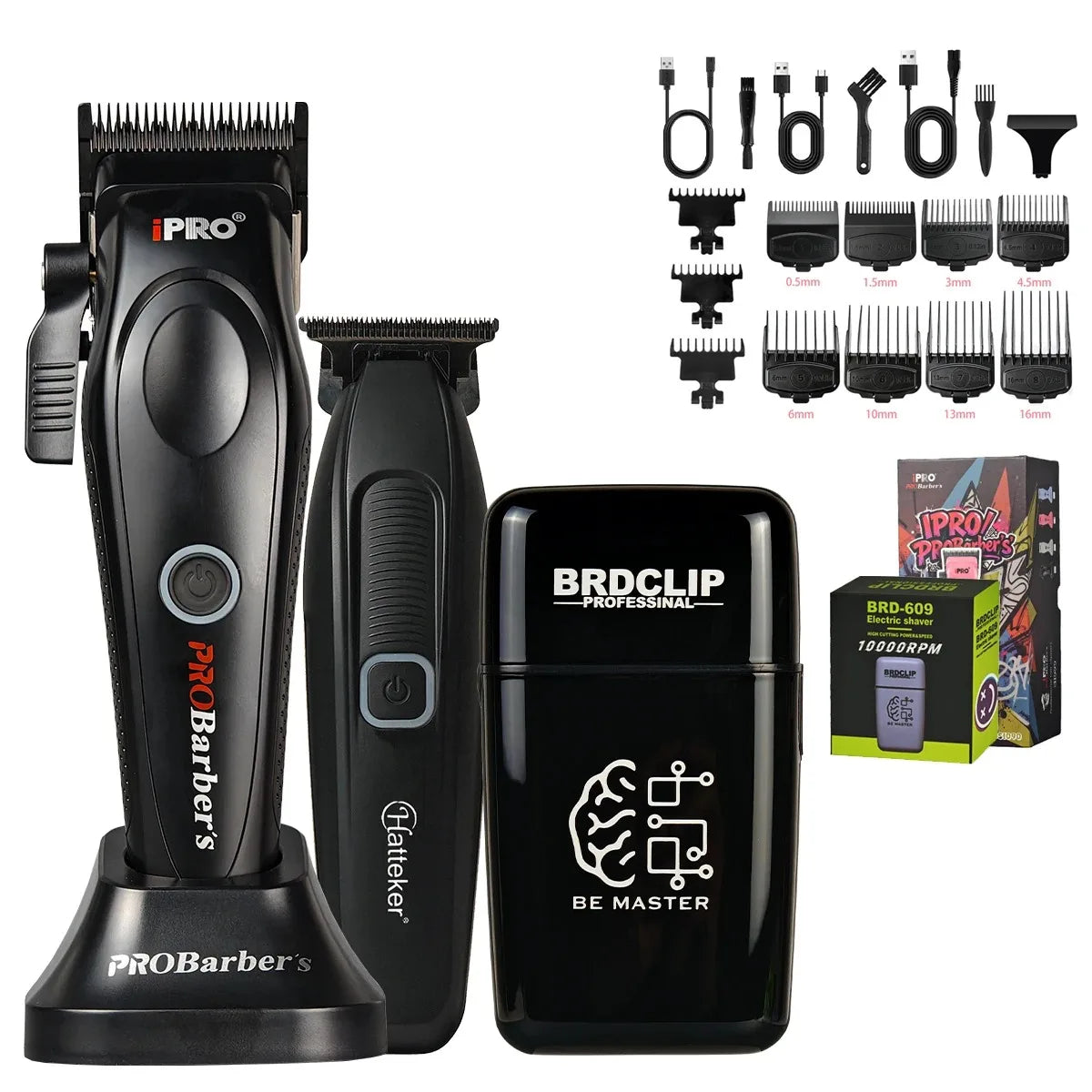 Professional Barber Kit BRDCLIP PROBarbers Hair Clipper High Power Motor S1090 7500RPM FA1T 7700RPM 609 10000RPM DLC Blade